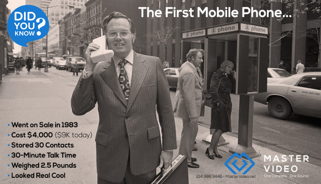 The first mobile phones went on sale in 1983 costing $4,000